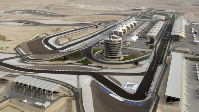 El circuito de Bahréin, desde el aire.