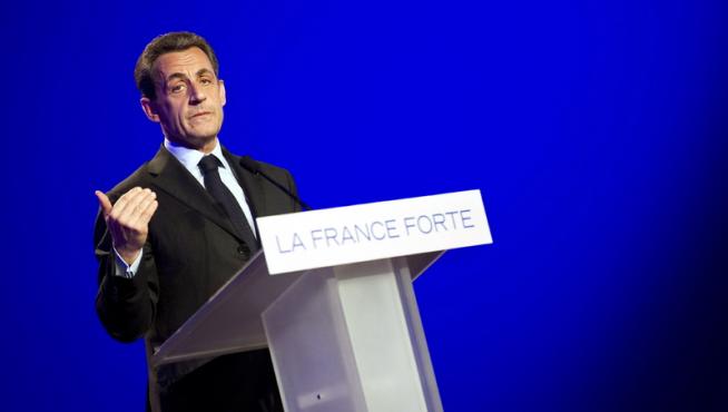El presidente francés Nicolas Sarkozy durante un acto electoral.