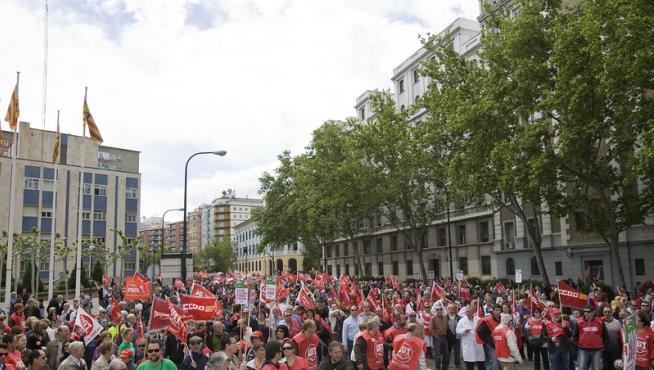 Protesta contra los recortes, en Zaragoza