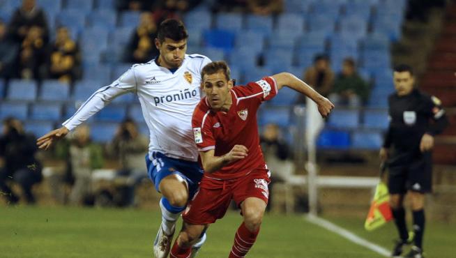 Javi Álamo, durante el Real Zaragoza-Sevilla de Copa