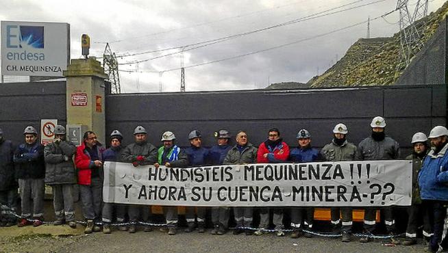 Protesta de mineros en Mequinenza