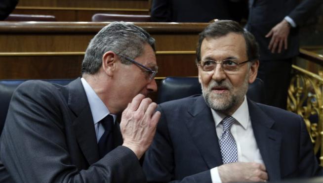 Gallardón y Rajoy durante el debate sobe el estado de la Nación.