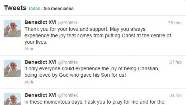 Último mensaje de Benedicto XVI en su cuenta de Twitter