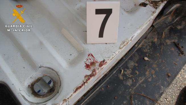 Restos de sangre del perro en el vehículo del detenido
