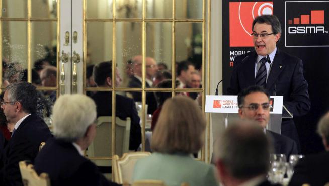 l president de la Generalitat, Artur Mas, durante su intervención en el Congreso Mundial de Móviles