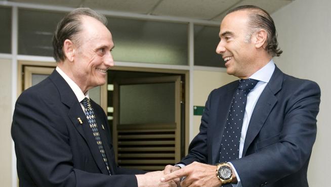 Luis Oliver, junto a Lopera, en el Betis