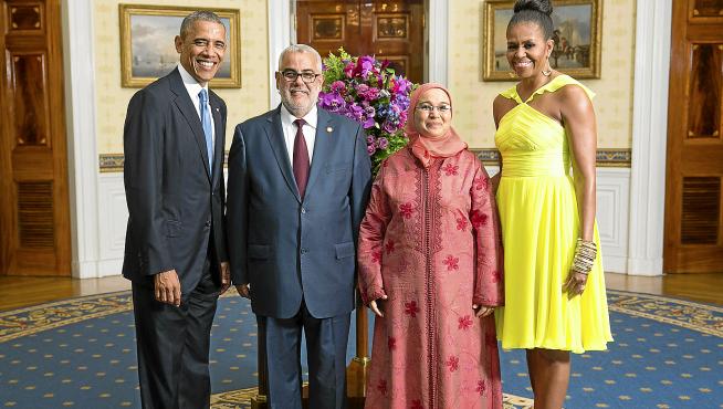 El matrimonio Obama junto al presidente de Marruecos y su esposa, el 5 de agosto en Washington, antes de la cena de gala.