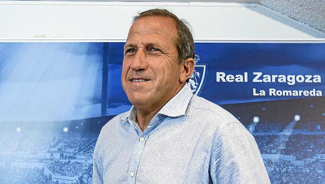 Víctor Muñoz, en la sala de prensa del estadio.