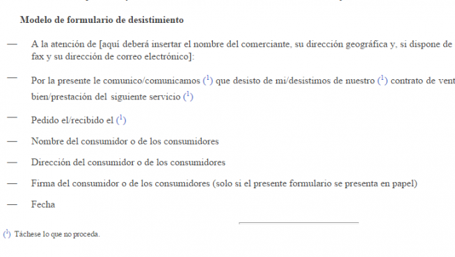 Devolución y desistimiento de productos adquiridos en internet