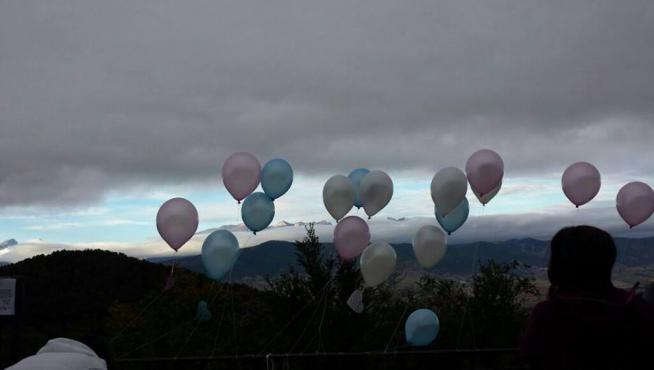 Suelta de globos para el recuerdo en Jaca, , el pasado mes de octubre.