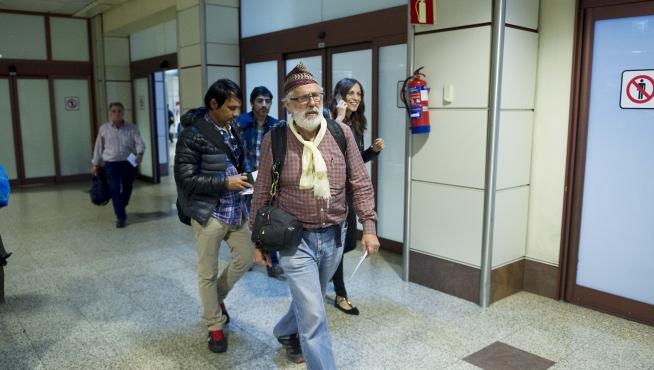 Luis Laín a su llegada a Barajas.