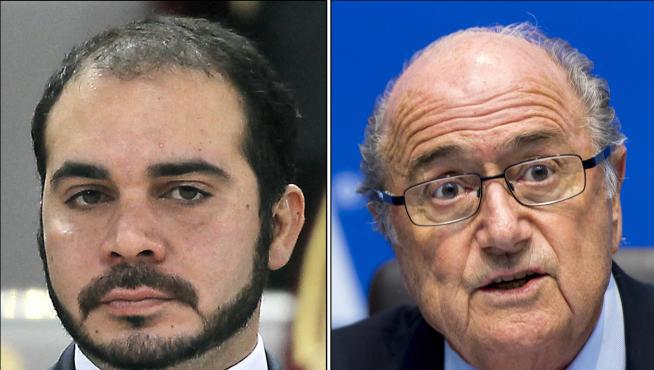 Los dos candidatos a la presidencia de la FIFA, Ali bin Al-Hussein y Joseph Blatter.