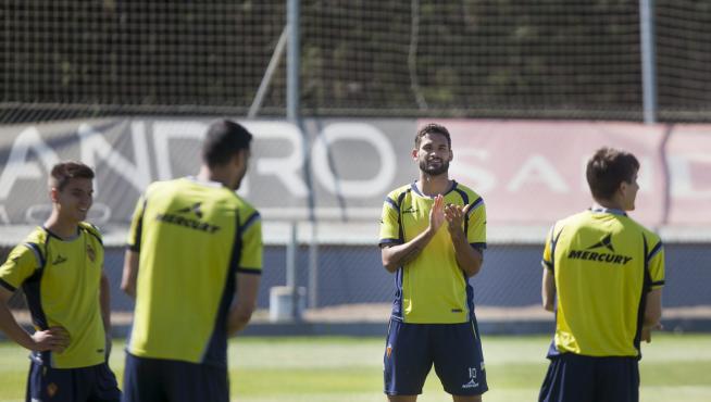 Willian José, durante un entrenamiento del Real Zaragoza