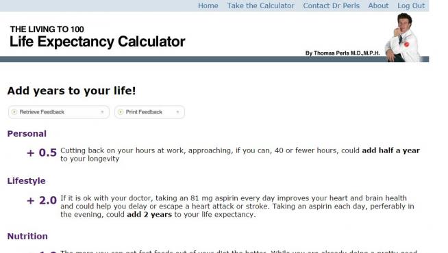 Tras realizar el cuestionario, la misma herramienta ofrece consejos para ganar años de esperanza de vida.