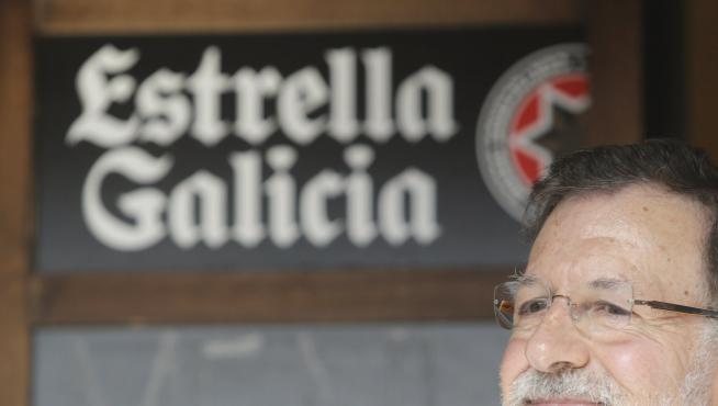 Mariano Rajoy, este sábado en la localidad lucense de Portomarín.