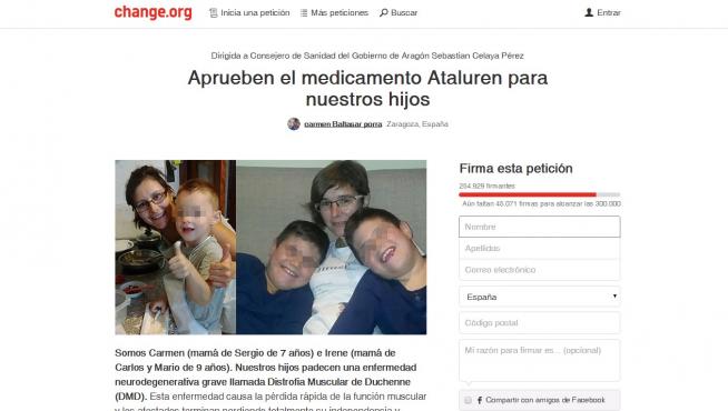 Recogida de firmas en Change.org.