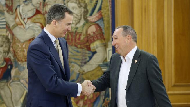 El rey Felipe VI ha recibido hoy en el Palacio de la Zarzuela al portavoz de Compromís, Joan Baldoví,