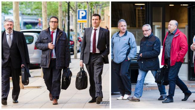Directivos de Auzsa y trabajadores dirigiéndose a la sede del SAMA.