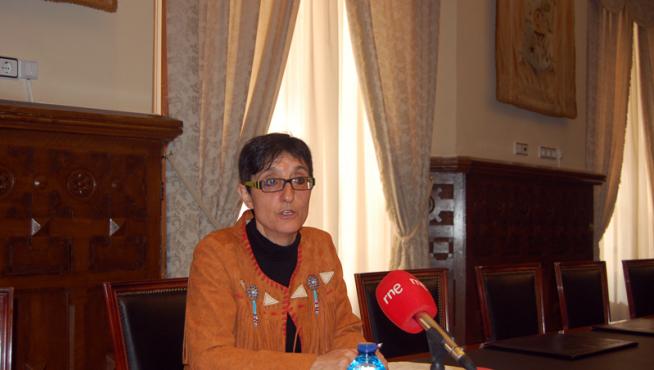 La diputada de Igualdad de Oportunidades, Servicios Sociales y Residencias, Pilar Delgado, en rueda de prensa.