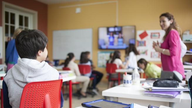 Un aula del colegio San Gabriel de Zuera.