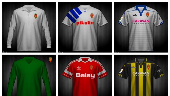 Evolución de la primera y segunda camiseta del Real Zaragoza