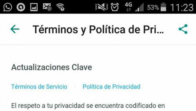 Así se evita que Whatsapp comparta tu número de teléfono con Facebook.