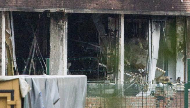 Destrozos causados por la explosión en un instituto de criminología en Bruselas