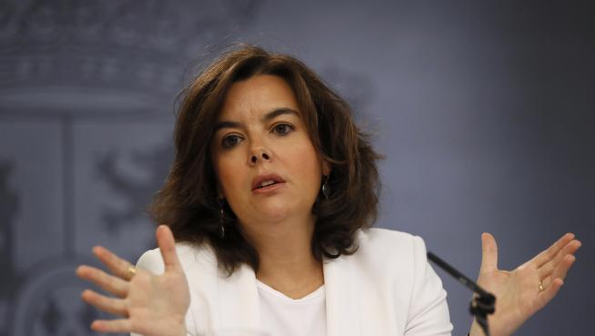 Soraya Sáenz de Santamaría  en rueda de prensa.