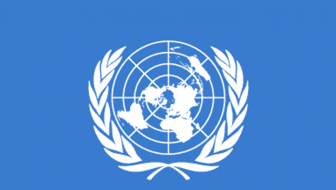 Bandera de la Organización de las Naciones Unidas.