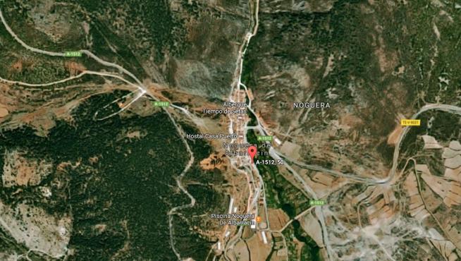 Lugar donde se ha accidentado un motorista en Noguera de Albarracín