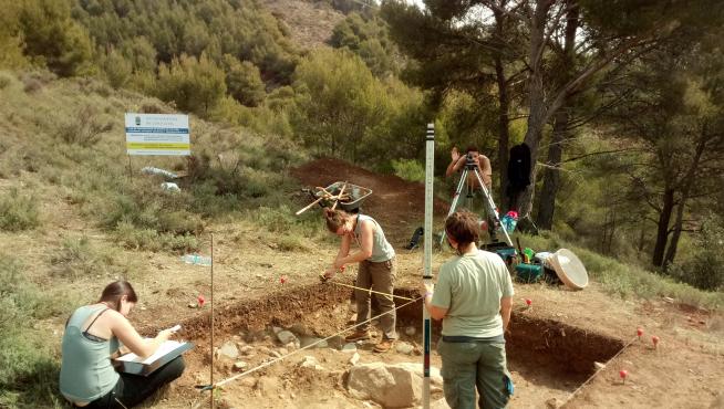 Un grupo de arqueólogos trabaja en la excavación del yacimiento Plana del Cerro.