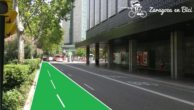 Así quedaría el carril bici de paseo de Sagasta