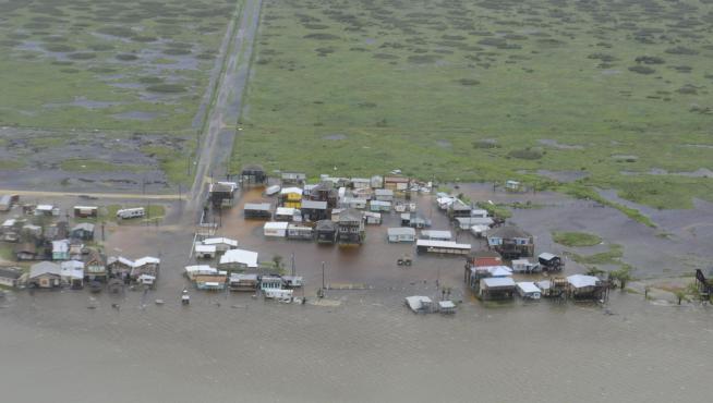 Zona inundada tras el paso del huracán por el estado de Texas.