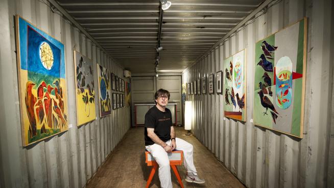 David Giménez, dentro del contenedor que alberga el proyecto enLATAmus.