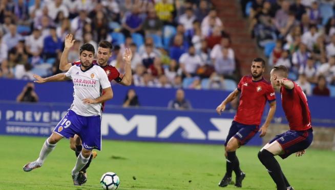 Papunashvili en el último Real Zaragoza-Osasuna en La Romareda.
