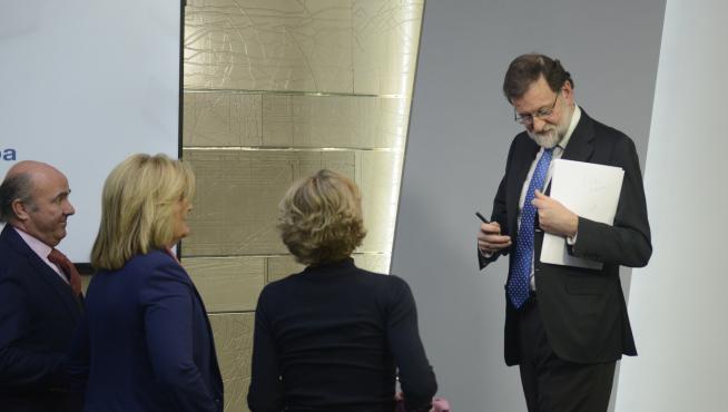 Imagen de una comparecencia de Rajoy en Moncloa.