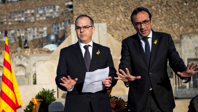 Los exconsellers Jordi Turull y Josep Rull, durante el homenaje a Macià
