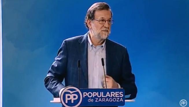 Mariano Rajoy en un acto del PP en Zaragoza.
