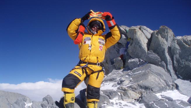 Marta Alejandre, en la cima del Dhaulagiri, en 2008.