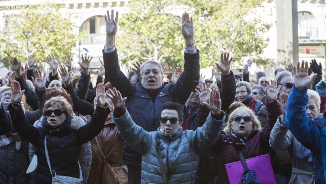 Manifestación por unas pensiones dignas, en Zaragoza