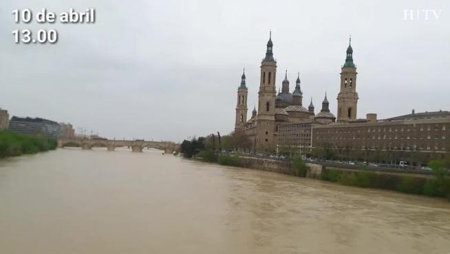 El Ebro, este martes, 10 de abril, durante la crecida.