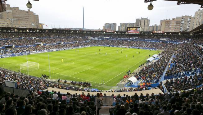 El estadio de La Romareda, casi lleno el pasado sábado en la disputa del derbi aragonés entre el Real Zaragoza y la SD Huesca.