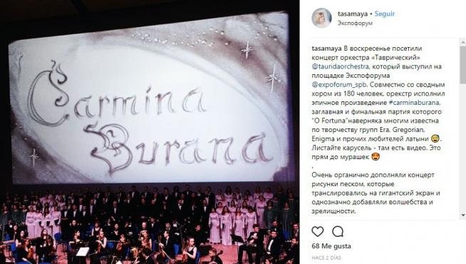 Los miembros de la Orquesta Sinfónica Internacional Tavrichesky interpretaron recientemente 'Carmina Burana' en el Expoforum de San Peterburgo.