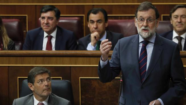 Mariano Rajoy en la sesión de control al Gobierno de este miércoles en el Congreso de los Diputados.