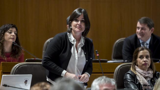 La diputada aragonesista Elena Allué, en una intervención en las Cortes de Aragón.