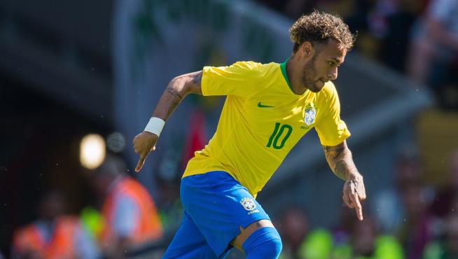Neymar en el partido amistoso de Brasil contra Croacia