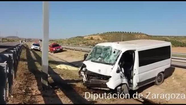 Un fallecido y seis heridos en un accidente en la A-23, cerca de Botorrita