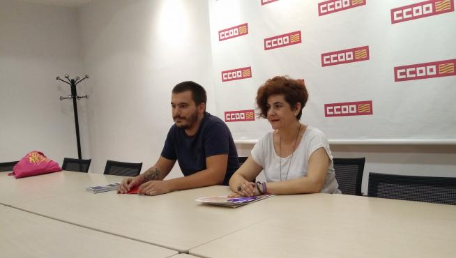 Luis Quintana y Elena Pérez, en la rueda de prensa de CC. OO.