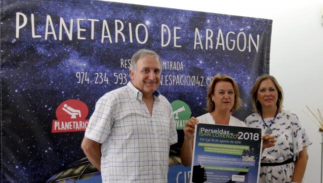 María Gracia, Alberto Solones y Beatriz Calvo en la presentación del festival de perseidas