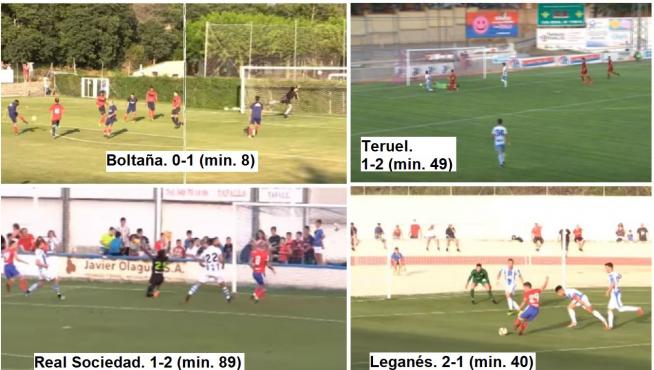 Capturas de vídeo de los cuatro goles de Soro este verano con el Real Zaragoza.